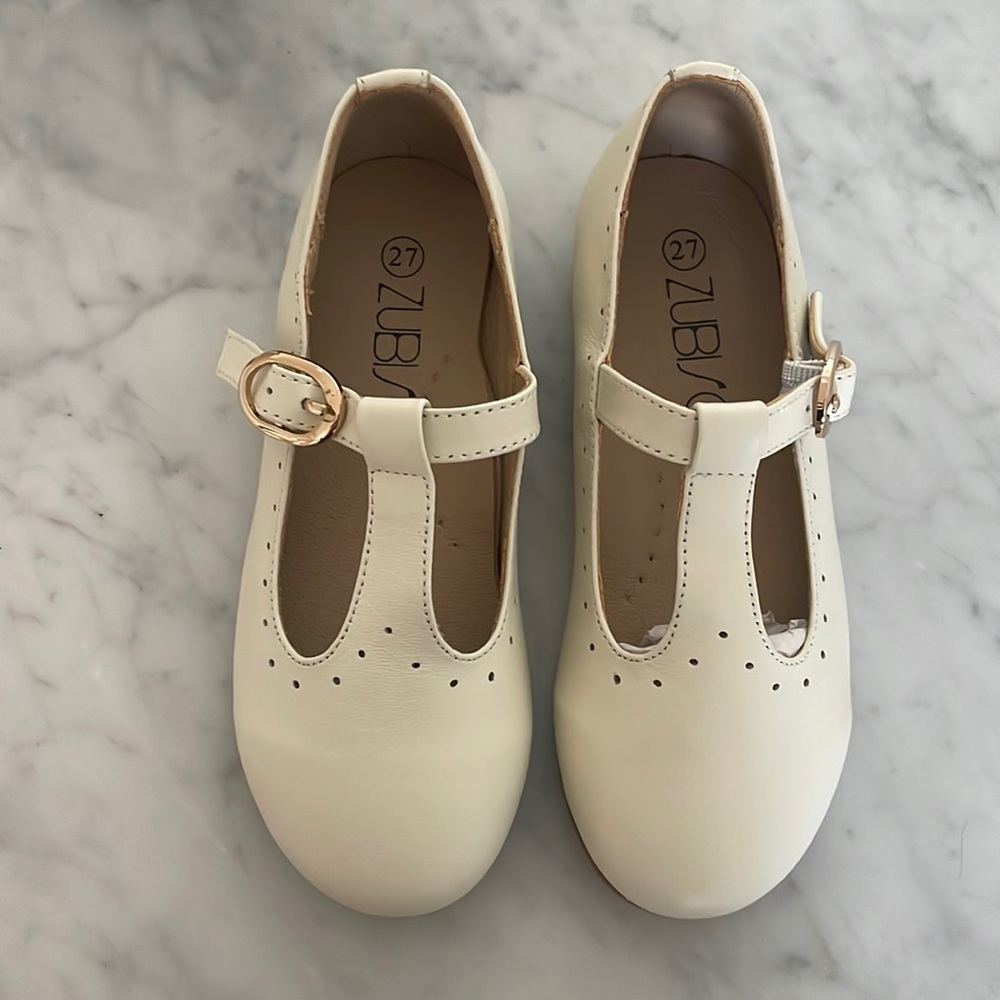 Little girls classic T-bar full leather shoes
